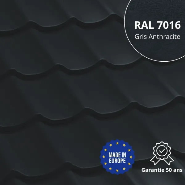 Tôle imitation tuile Vello Gris Anthracite mat - 1