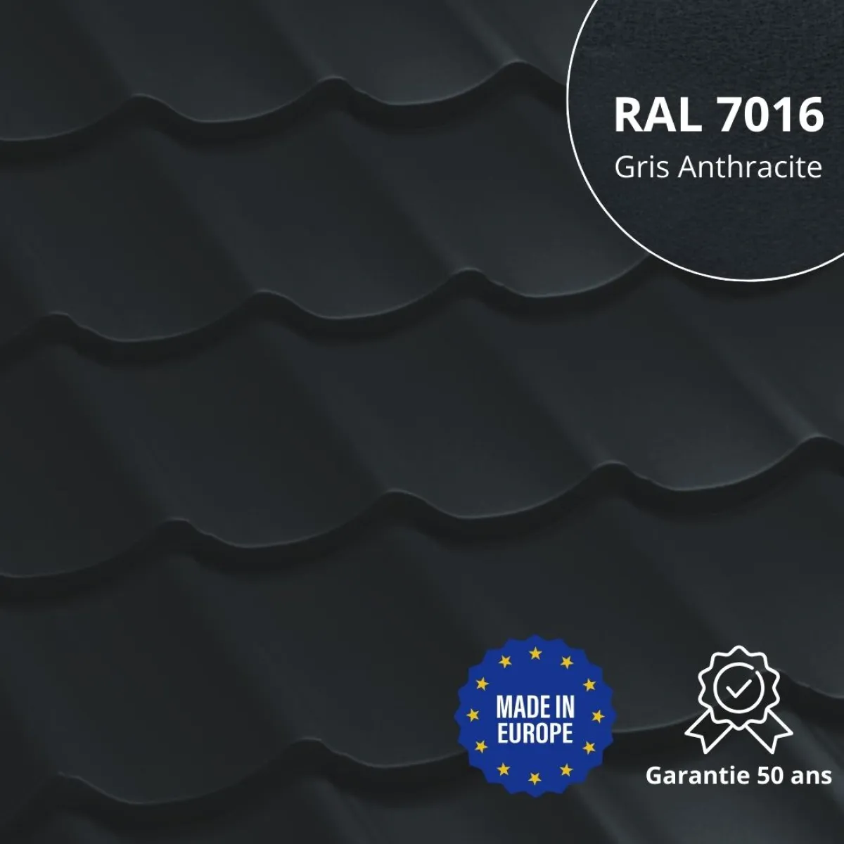 Tôle imitation tuile Vello Gris Anthracite mat