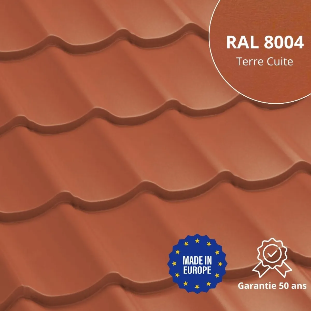 Tôle imitation tuile Vello Terre Cuite mat
