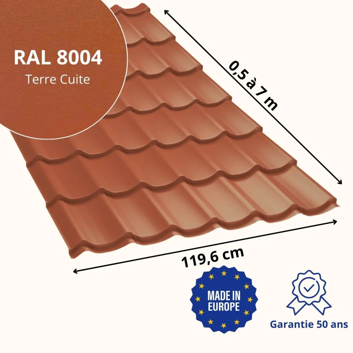 Tôle imitation tuile Vello Terre Cuite Mat