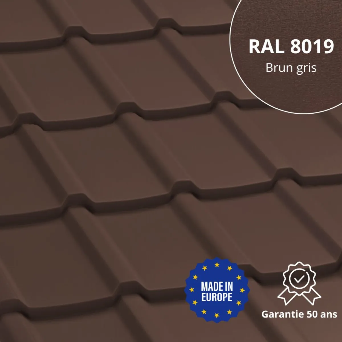 Tôle imitation tuile Allano Brun Gris mat