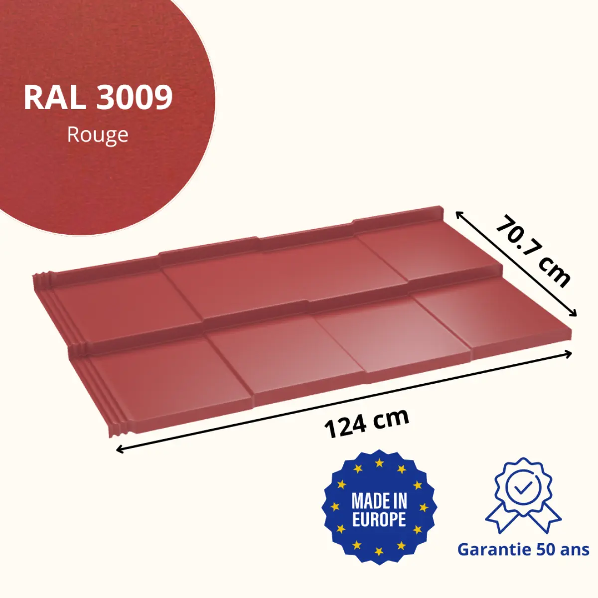 Tôle imitation ardoise Savanna Rouge mat