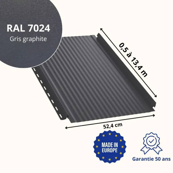 Joint debout Snap Lock micro-nervuré Gris Graphite mat - 2