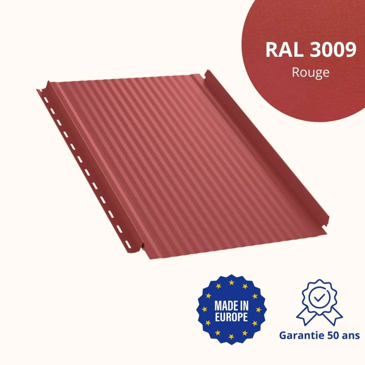 Joint debout Snap Lock micro-nervuré Rouge mat
