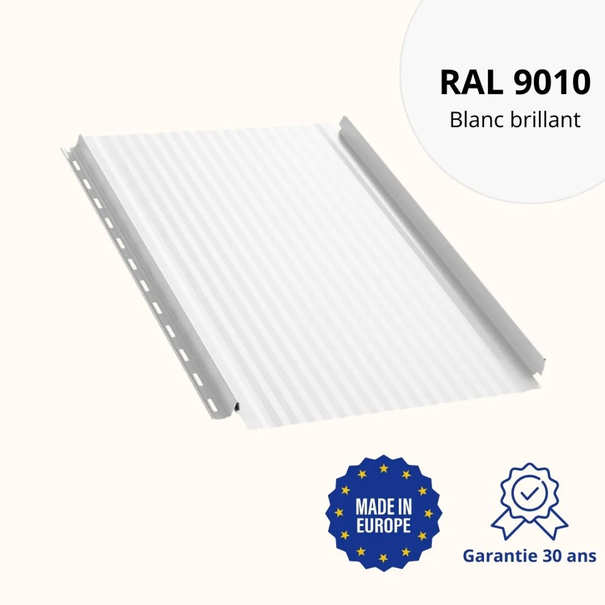 Joint debout Snap Lock micro-nervuré Blanc brillant