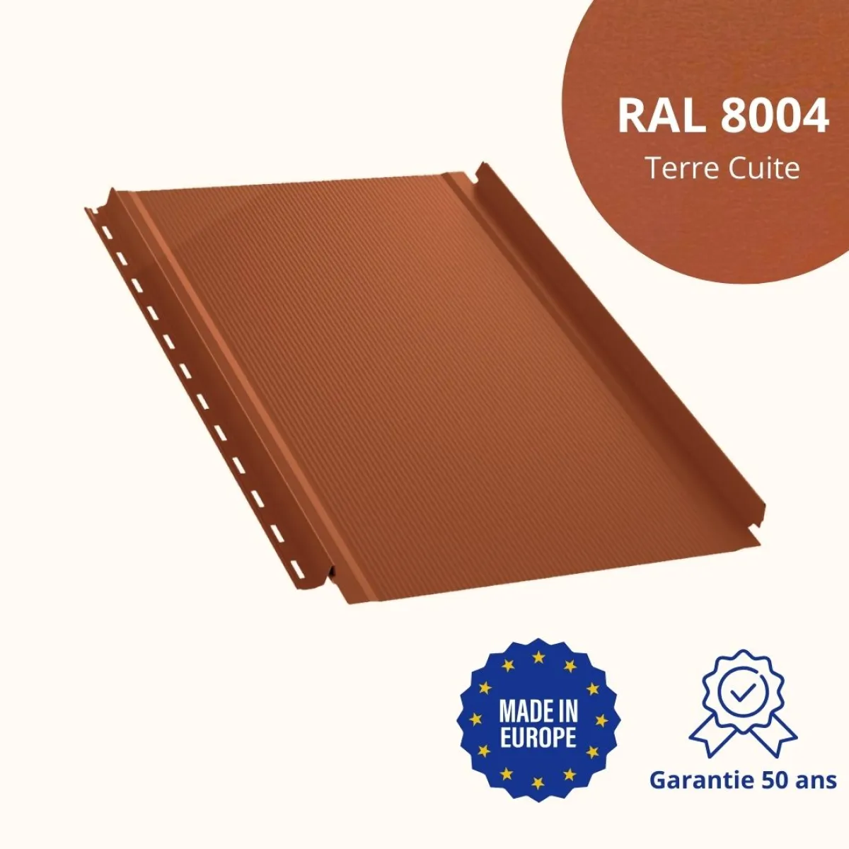 Joint debout Snap Lock semi-ondulé Terre Cuite mat