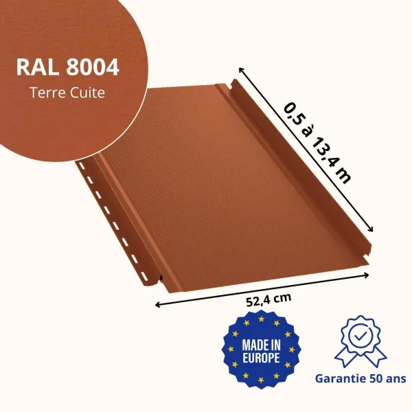 Joint debout Snap Lock semi-ondulé Terre Cuite mat - 2