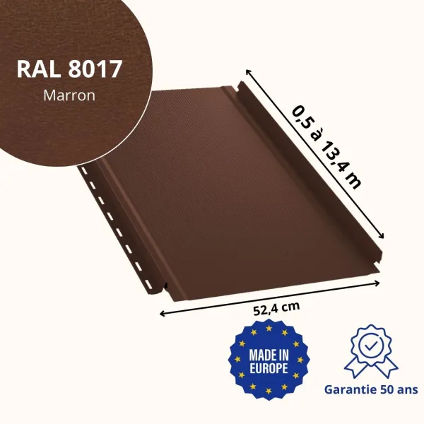 Joint debout Snap Lock semi-ondulé Marron mat - 2
