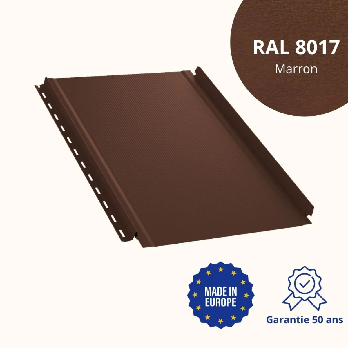 Joint debout Snap Lock semi-ondulé Marron mat