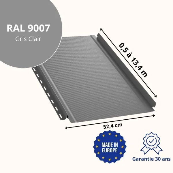 Joint debout Snap Lock semi-ondulé Gris Clair brillant - 2