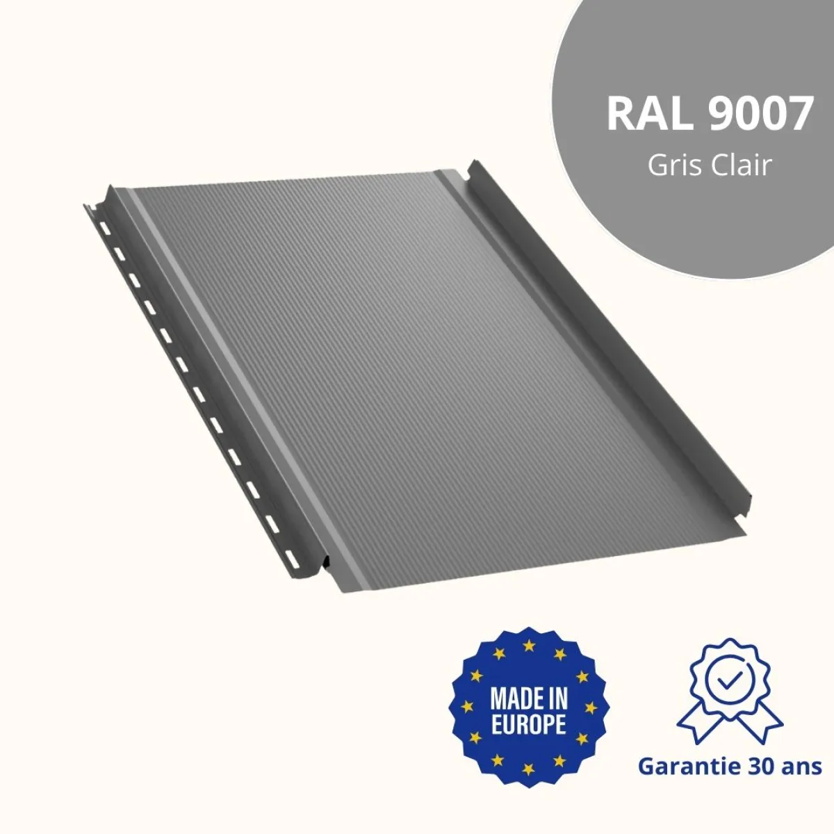 Joint debout Snap Lock semi-ondulé Gris Clair brillant