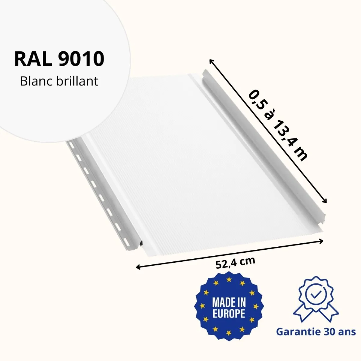 Joint debout Snap Lock semi-ondulé Blanc brillant