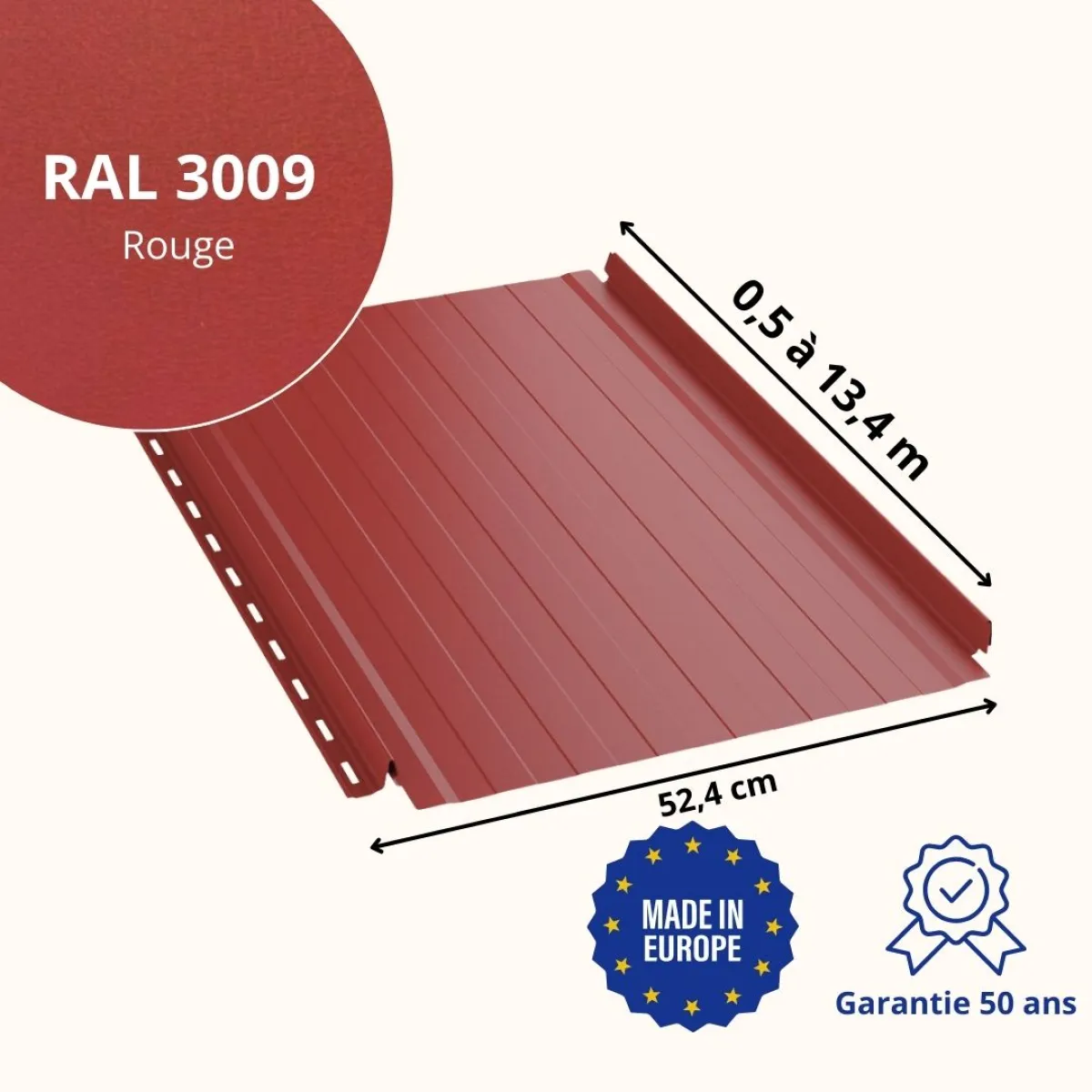 Joint debout Snap Lock ondulé Rouge mat