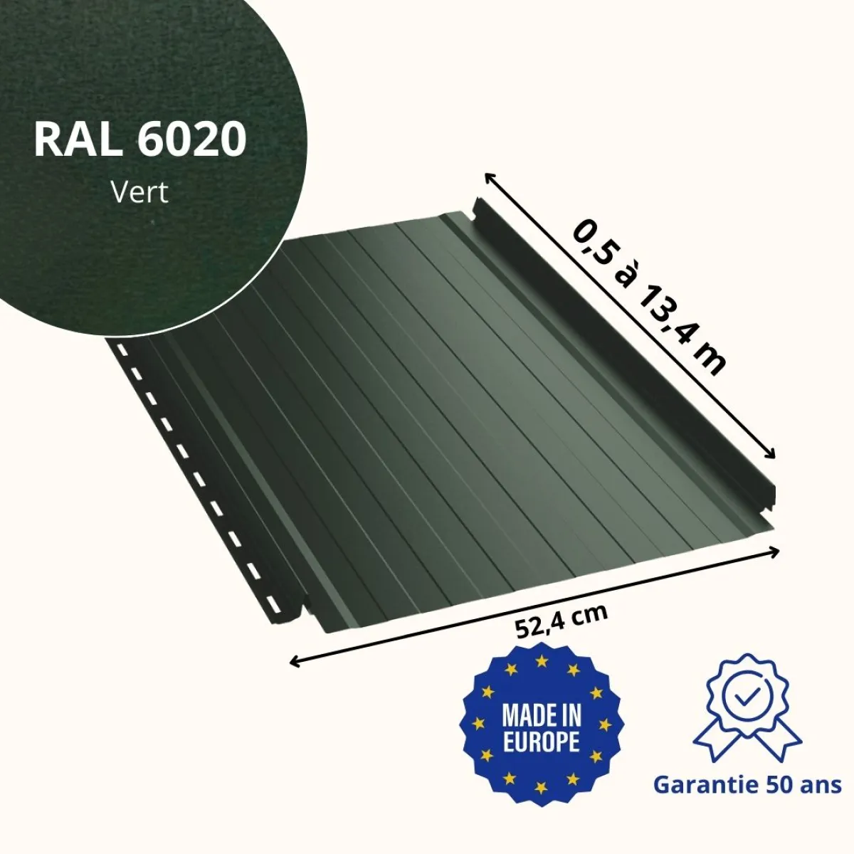 Joint debout Snap Lock ondulé Vert mat