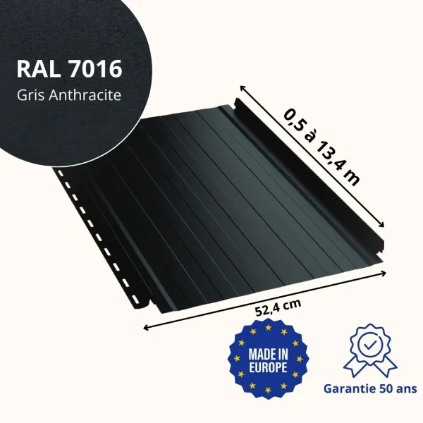 Joint debout Snap Lock ondulé Gris Anthracite mat - 2