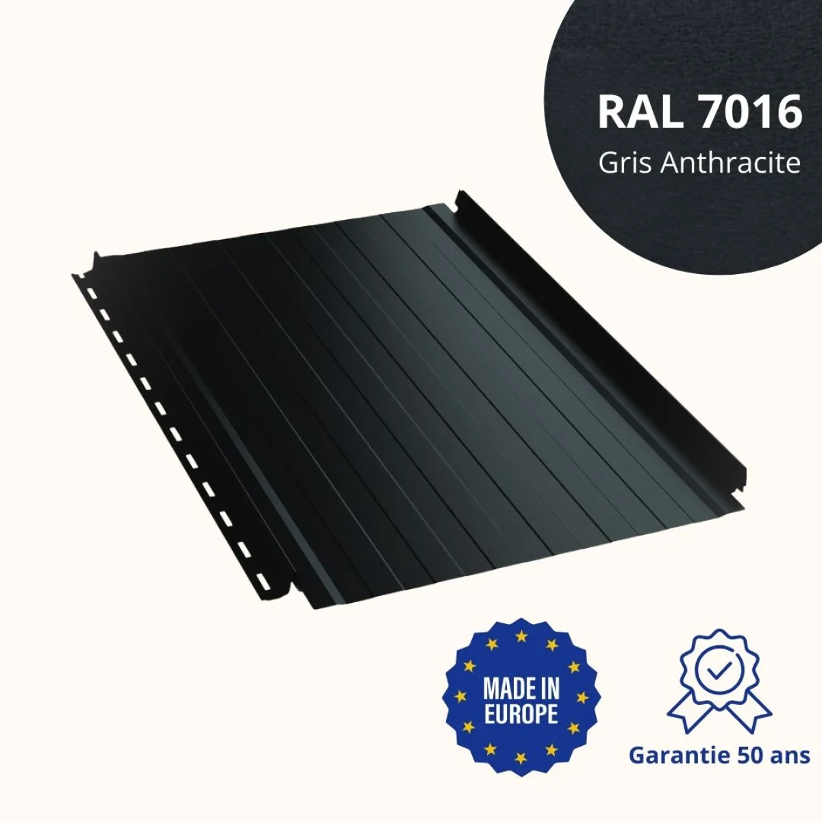 Joint debout Snap Lock ondulé Gris Anthracite mat