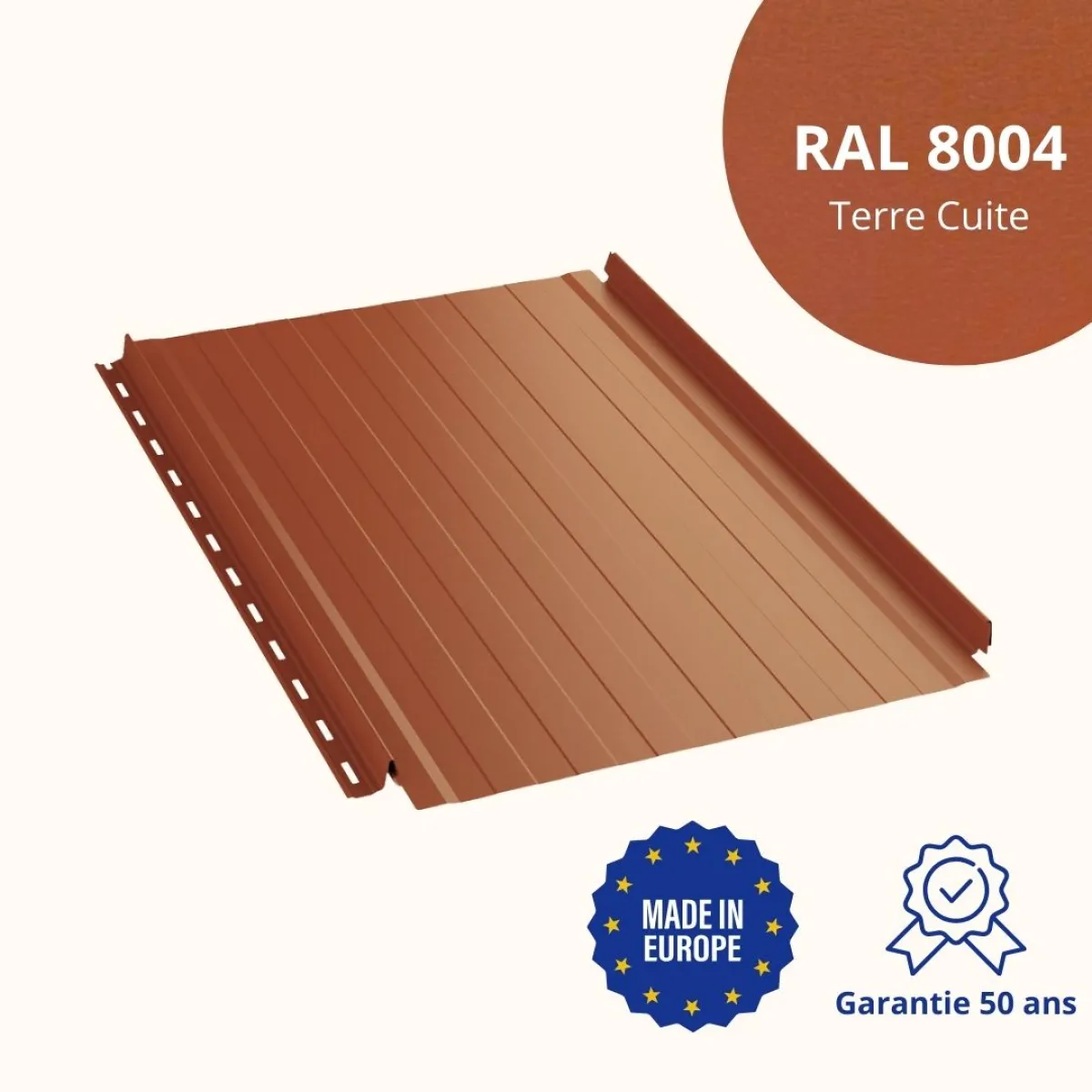 Joint debout Snap Lock ondulé Terre Cuite mat