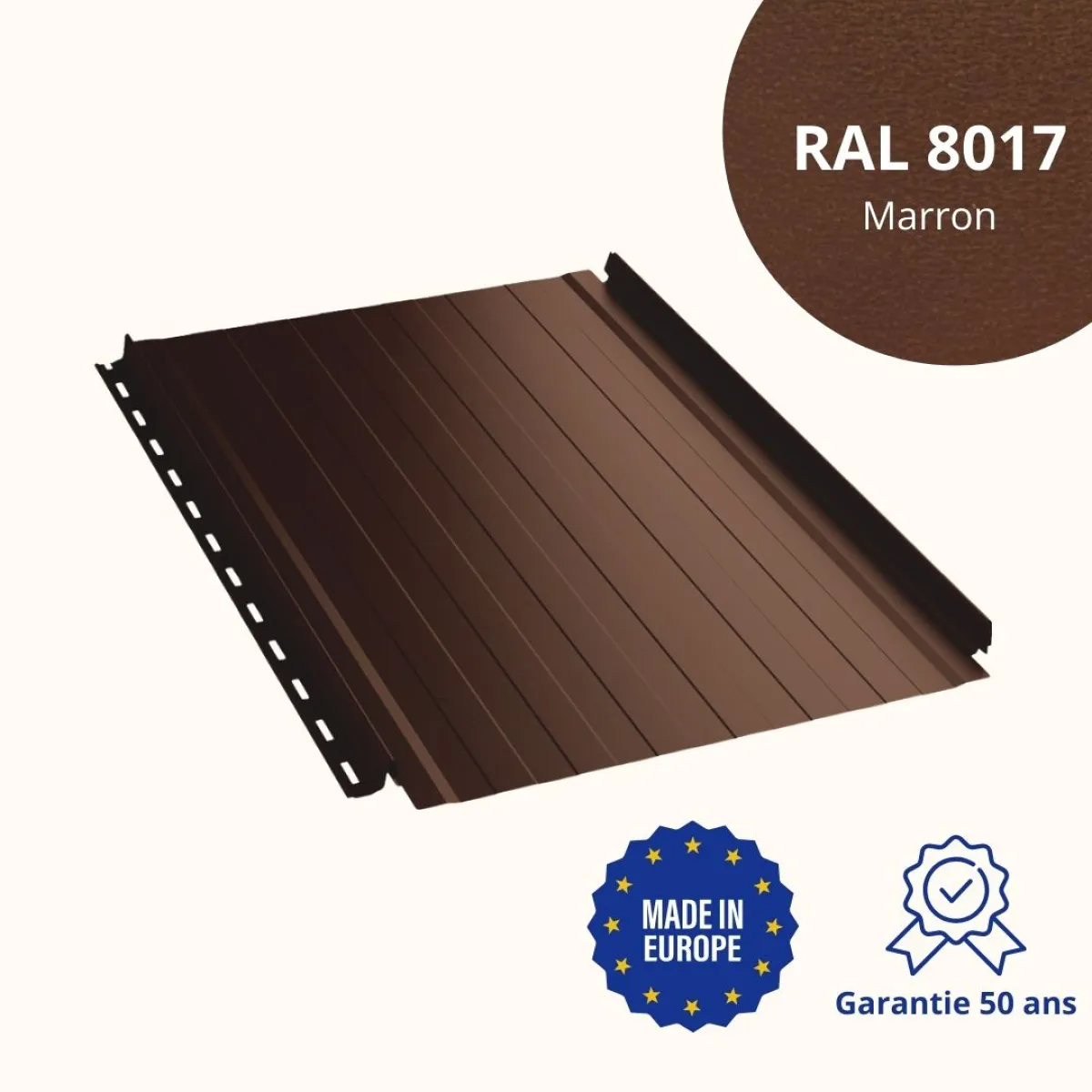 Joint debout Snap Lock ondulé Marron mat