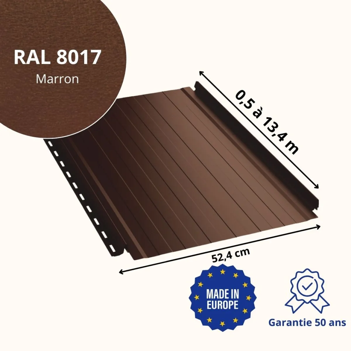 Joint debout Snap Lock ondulé Marron mat