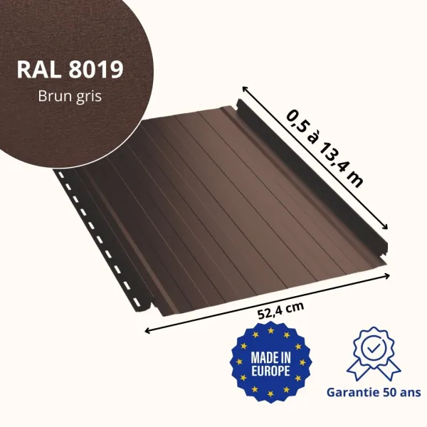 Joint debout Snap Lock ondulé Brun Gris mat - 2