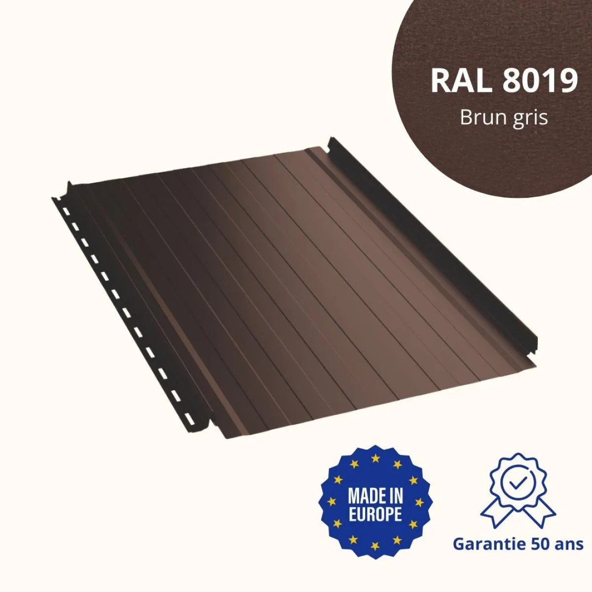 Joint debout Snap Lock ondulé Brun Gris mat