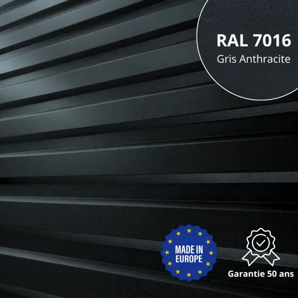 Tôle de bardage bac acier Medio Gris Anthracite mat - 1