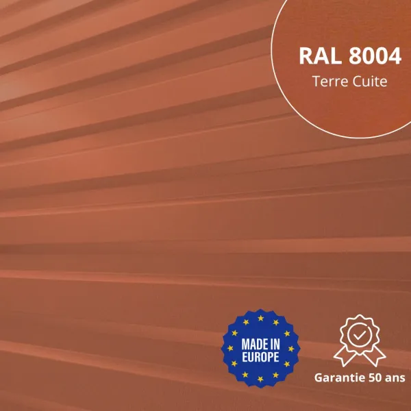 Tôle de bardage bac acier Medio Terre Cuite mat - 1