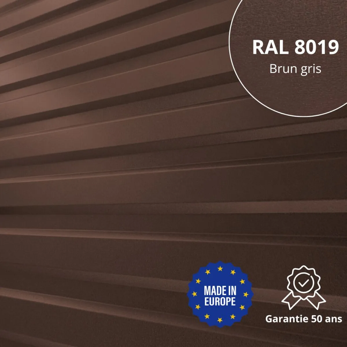 Tôle de bardage bac acier Medio Brun Gris mat