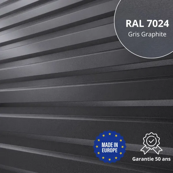 Tôle de bardage bac acier Medio Gris Graphite mat - 1