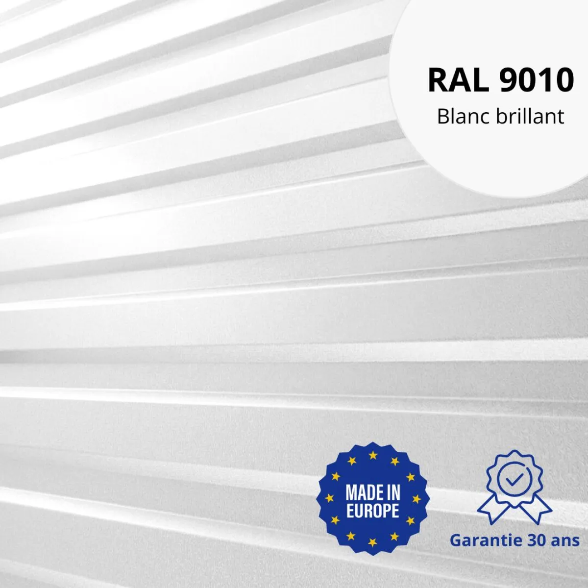 Tôle de bardage bac acier Medio Blanc brillant