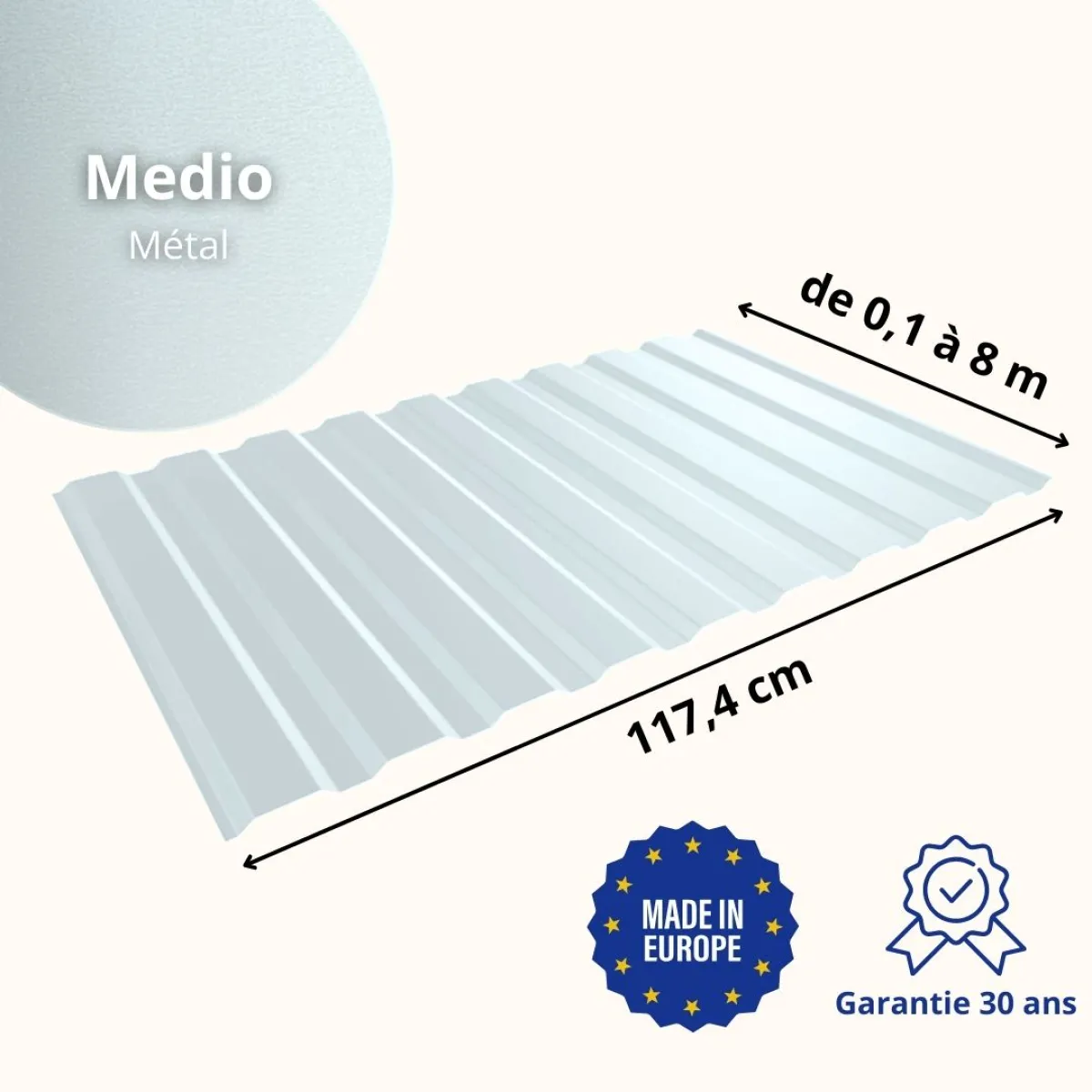 Tôle de bardage bac acier Medio Métal Brut