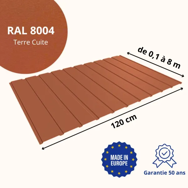 Panneau de Bardage bac acier Plano Terre Cuite mat - 2