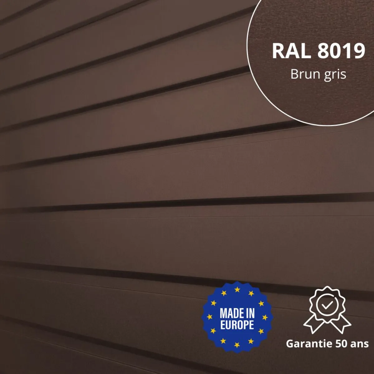 Panneau de bardage bac acier Plano Brun Gris mat