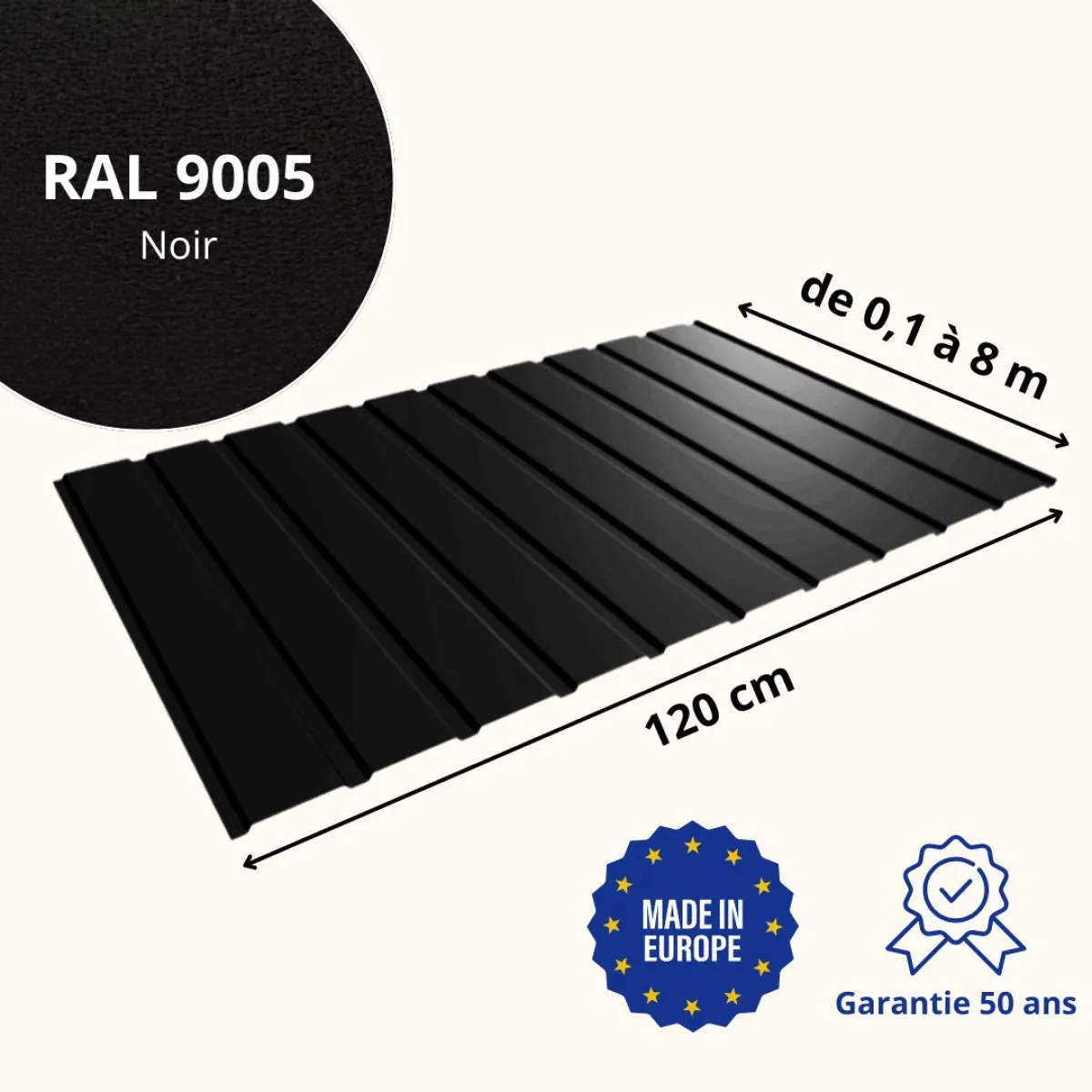 Panneau de Bardage bac acier Plano Noir mat