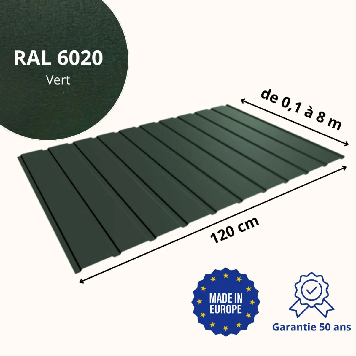 Panneau de Bardage bac acier Plano Vert mat