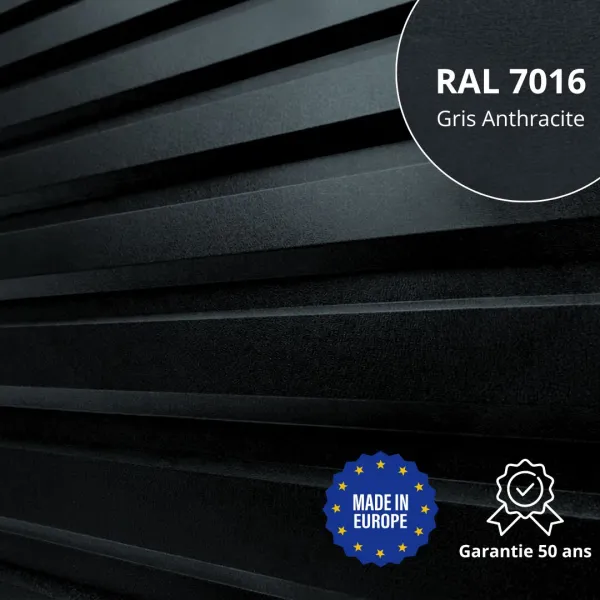 Tôle de bardage bac acier Vigo Gris Anthracite mat - 1