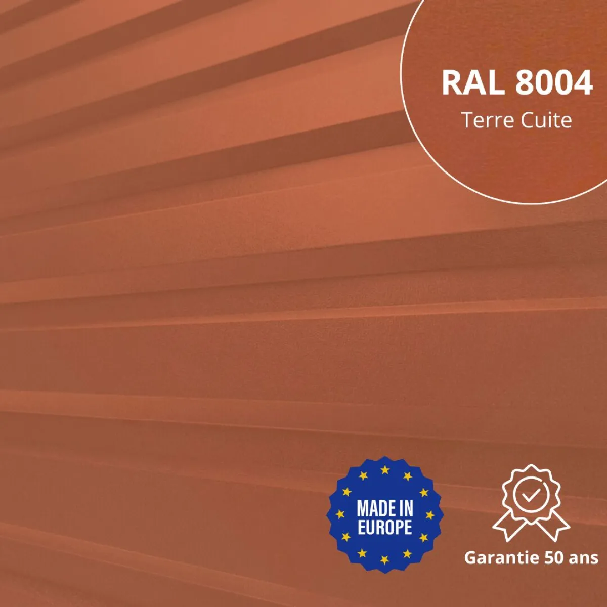 Tôle de bardage bac acier Vigo Terre Cuite mat