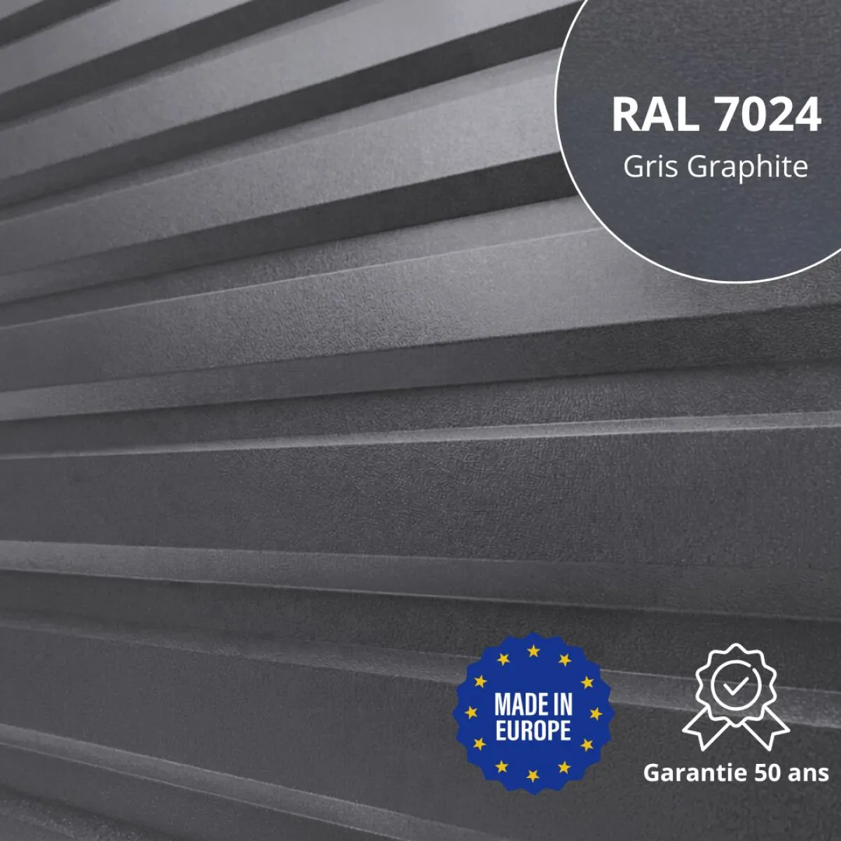 Tôle de bardage bac acier Vigo Gris Graphite mat