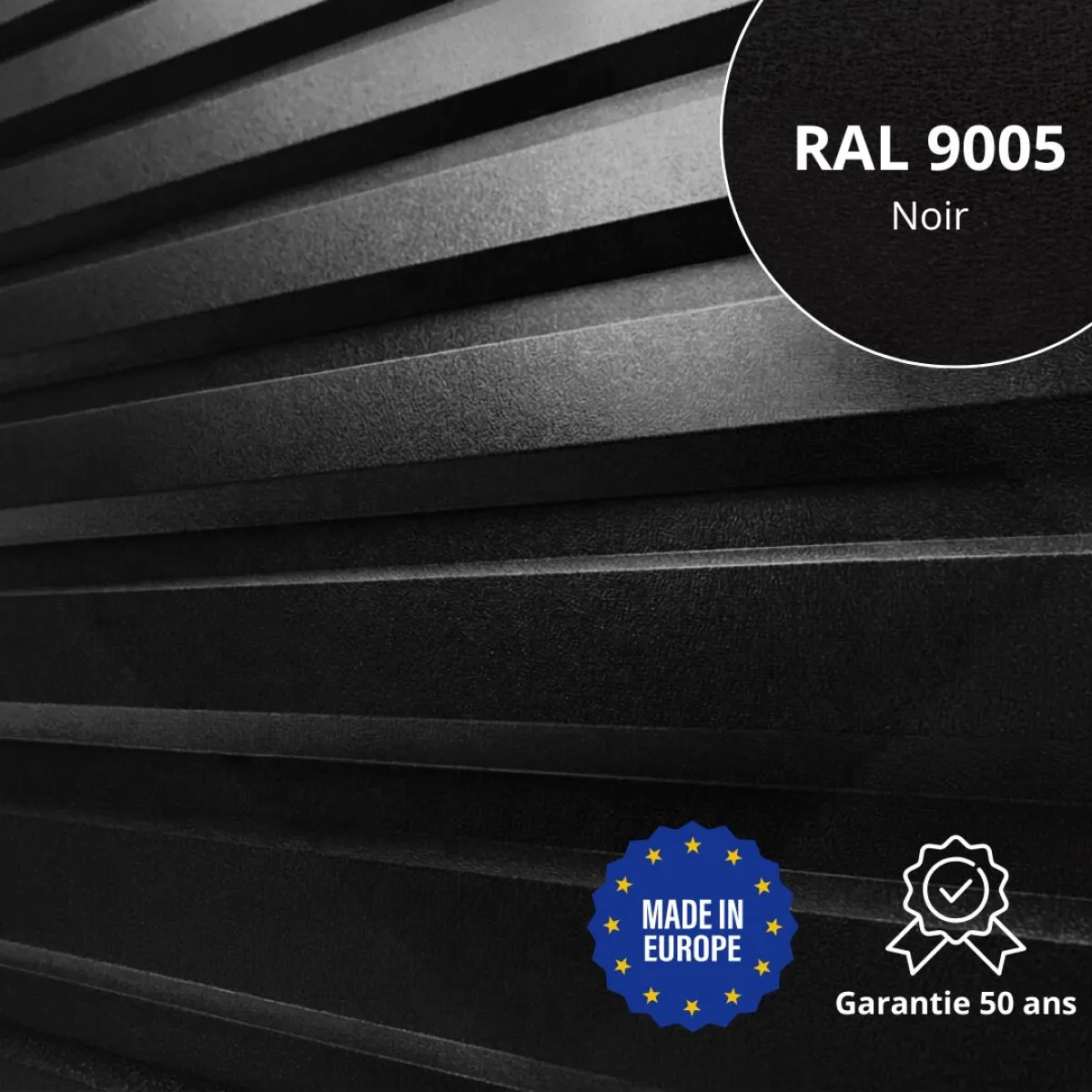 Tôle de bardage bac acier Vigo Noir mat