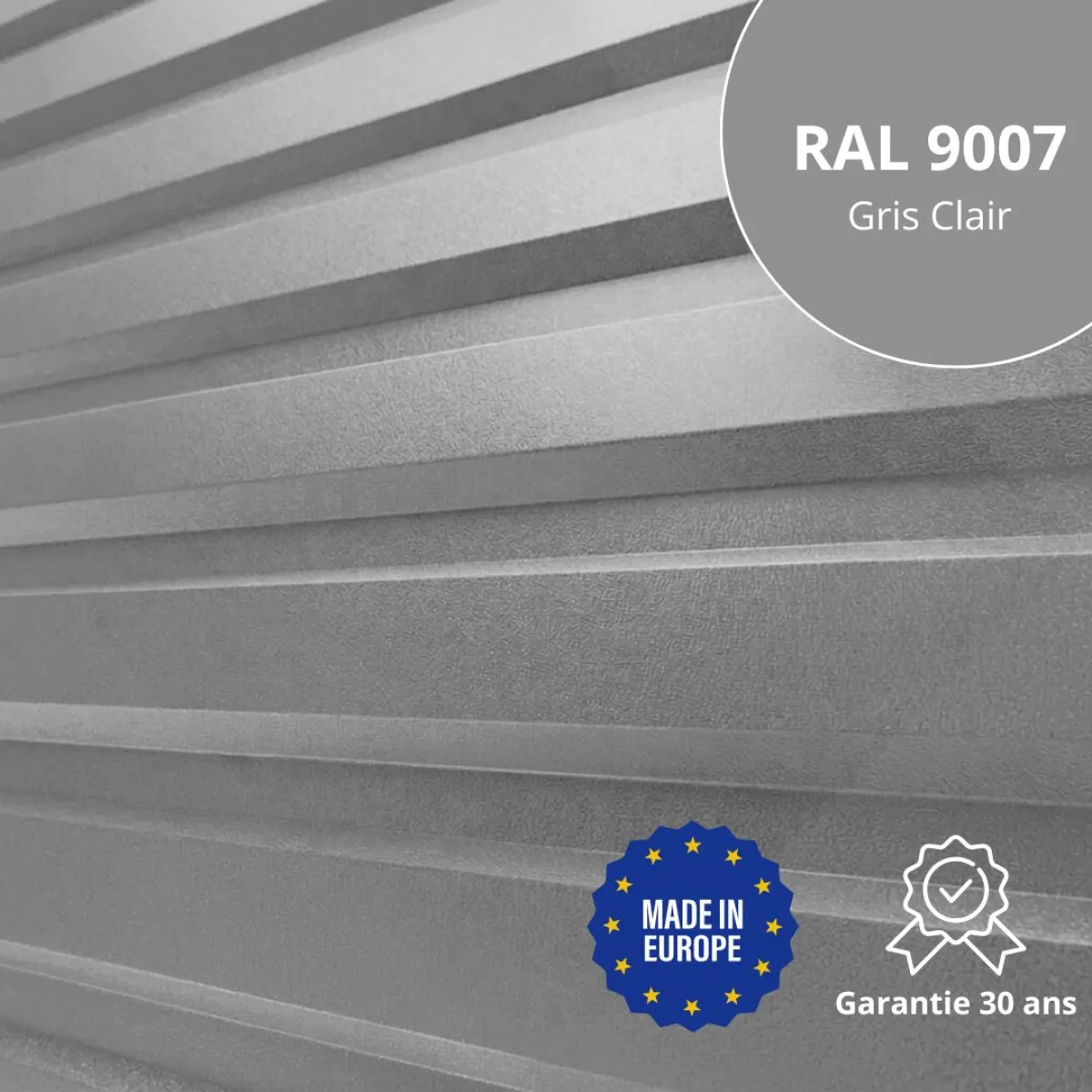 Tôle de bardage bac acier Vigo Gris Clair brillant