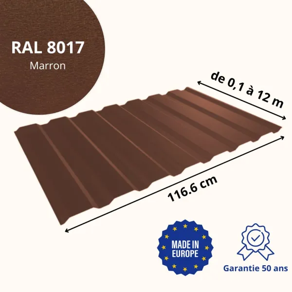 Tôle de bardage bac acier Vigo Marron mat - 2