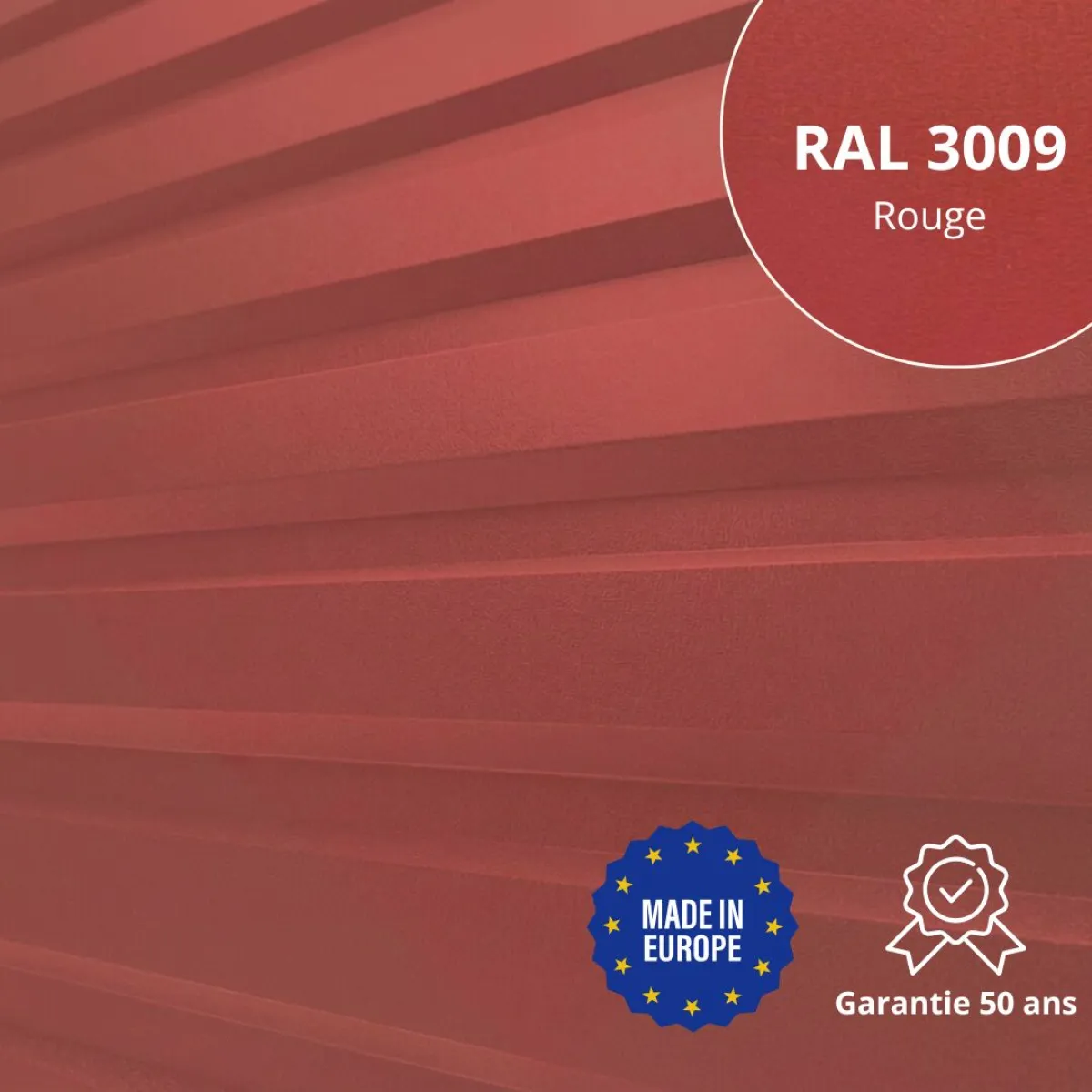 Tôle de bardage bac acier Vigo Rouge mat