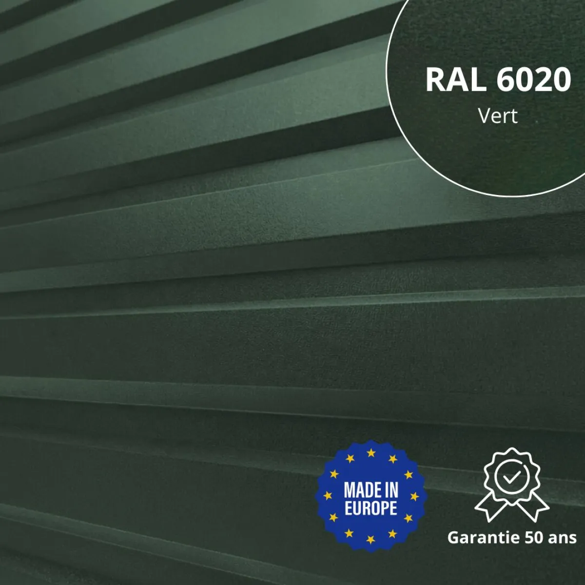 Tôle de bardage bac acier Vigo Vert mat