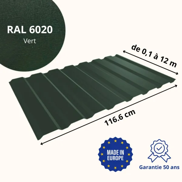 Tôle de bardage bac acier Vigo Vert mat - 2