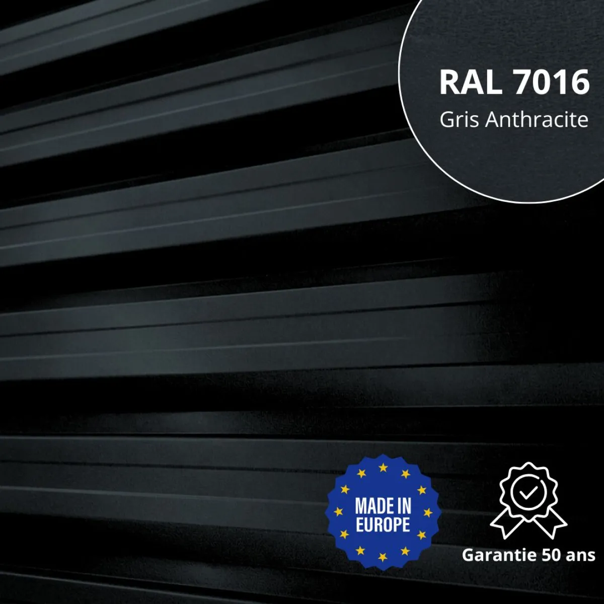 Tôle de bardage bac acier Alto Gris Anthracite mat