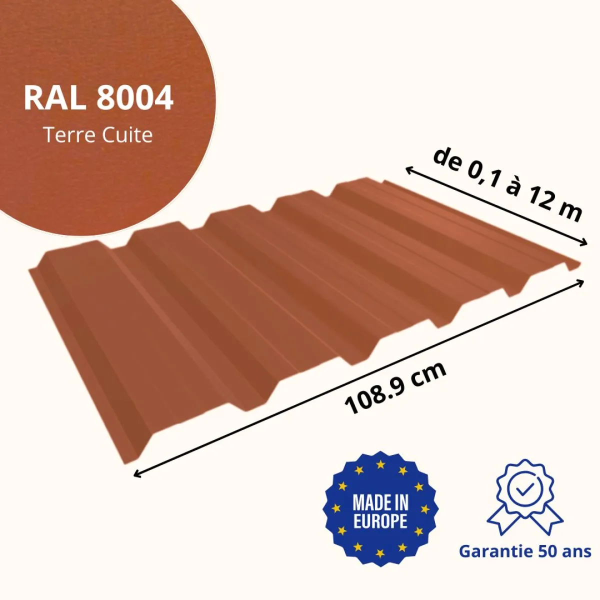 Tôle de bardage bac acier Alto Terre Cuite mat