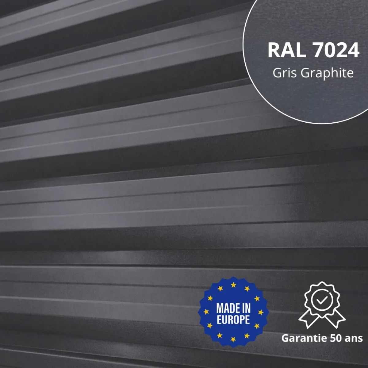 Tôle de bardage bac acier Alto Gris Graphite mat