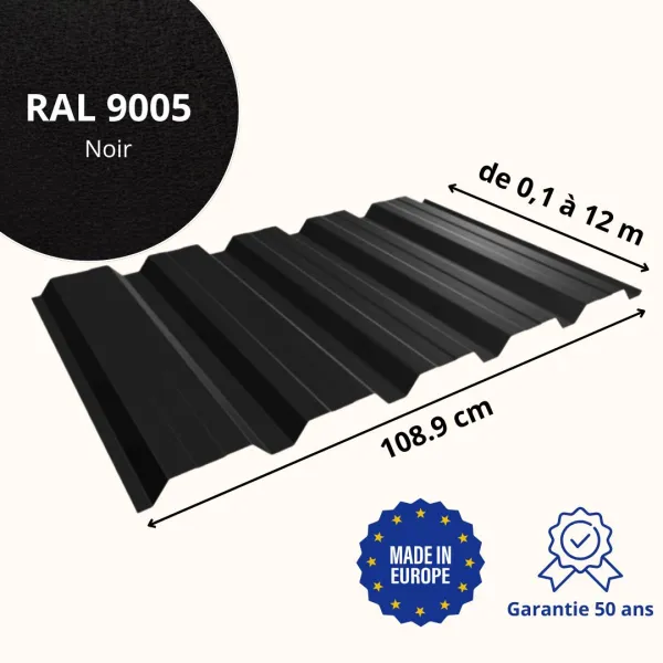 Tôle de bardage bac acier Alto Noir mat - 2