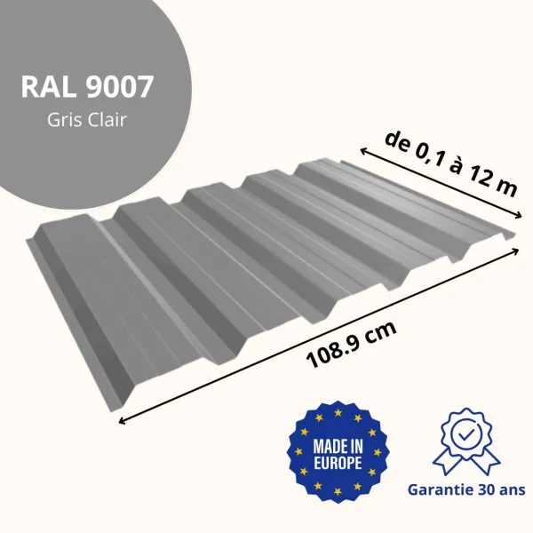 Tôle de bardage bac acier Alto Gris Clair brillant - 2