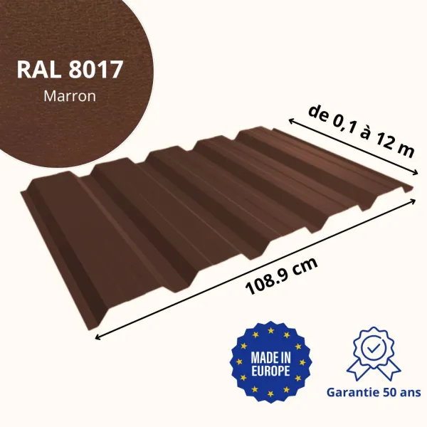 Tôle de bardage bac acier Alto Marron mat - 2